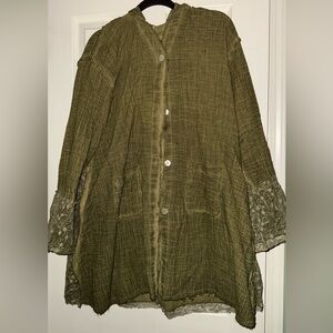Jaded gypsy Olive Green Textured Button Front Jacket